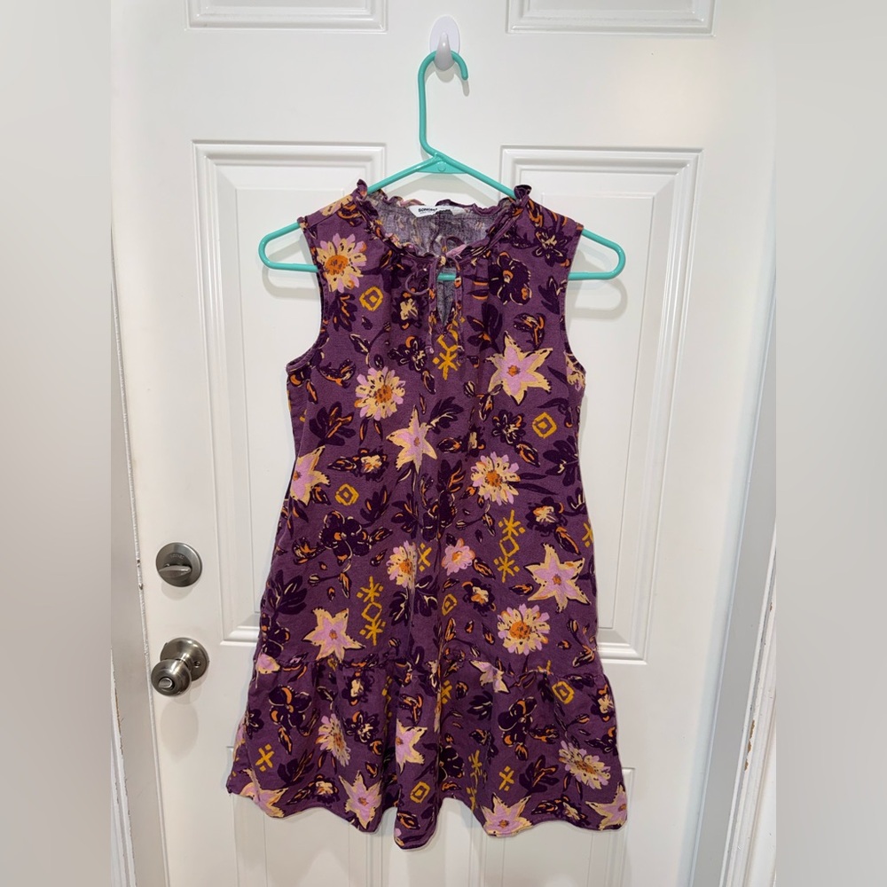 Sonoma Purple Floral linen blend Sleeveless boho Dress